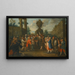 Scena di strada con artisti della Commedia dell'arte riuniti intorno a una scimmia, un'urna oltre - Cerchio di Marco Marcola — quadro incorniciato alla parete