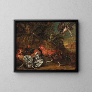 Circle of Melchior de Hondecoeter - Fowl attacked by a bird of prey.webp