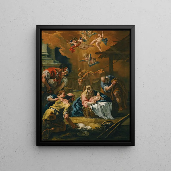 L'Adorazione dei pastori - Cerchio di Sebastiano Ricci — quadro incorniciato alla parete