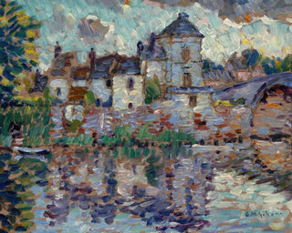 Clarence Montfort Gihon - Town Overlooking a Lake.webp