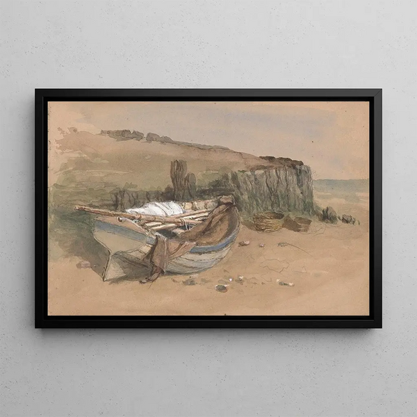 Studio di una barca da pesca arenata - Clarkson Stanfield — quadro incorniciato alla parete