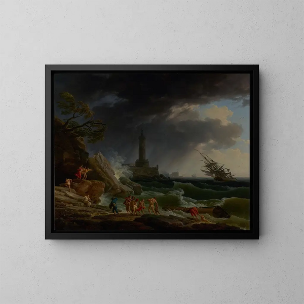 Una tempesta su una costa mediterranea - Claude-Joseph Vernet — quadro incorniciato alla parete