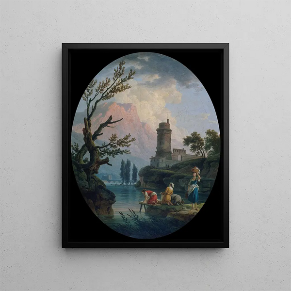 Paesaggio con lavandaie - Claude-Joseph Vernet — quadro incorniciato alla parete