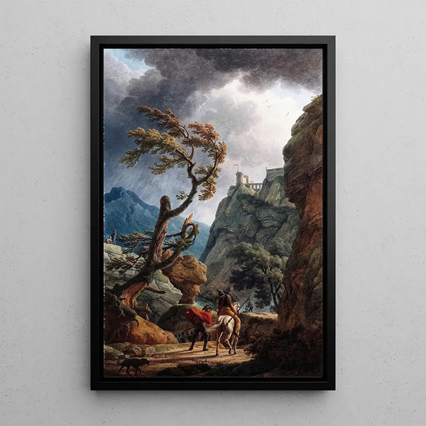 Riproduzione del dipinto Soldati in una gola montuosa con una tempesta - Claude-Joseph Vernet
