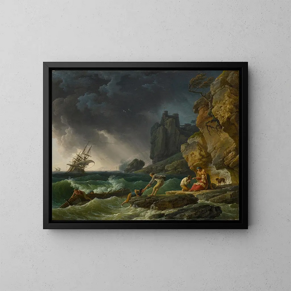 Mers tempestose con naufraghi - Claude-Joseph Vernet — quadro incorniciato alla parete