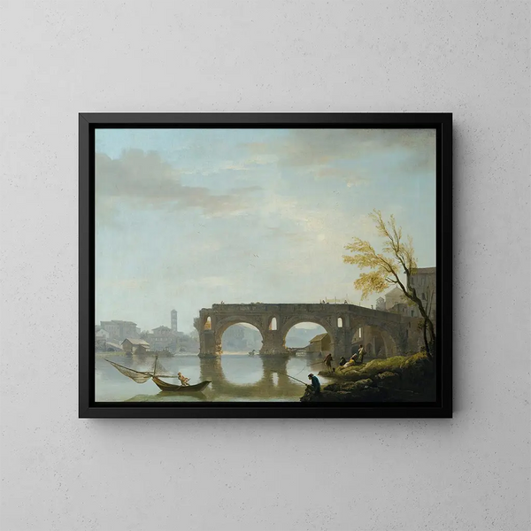 Vista del Ponte Rotto a Roma - Claude-Joseph Vernet — quadro incorniciato alla parete