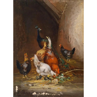 Claude Guilleminet - Hhner und ein Pfau.webp