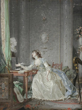 Claude Hoin - Interior with a Portrait of a Young Lady Before a Bust.webp