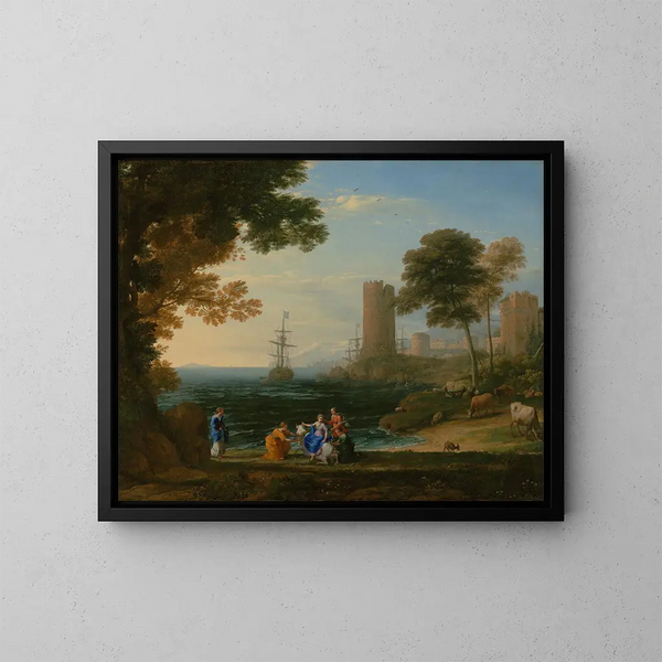 Vista costiera con rimozione d'Europa - Claude Lorrain — quadro incorniciato alla parete