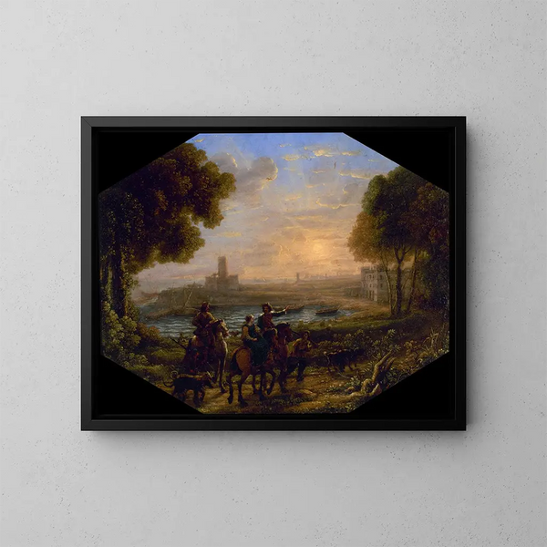 Paesaggio con il porto di Santa Marinella - Claude Lorrain — quadro incorniciato alla parete