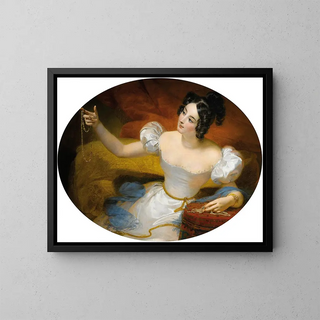 Claude Marie Dubufe - Le soir ou jeune fille tenant un collier.webp