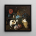 Composition con tre porcellini d'India alle pesche e ai fiori - Franz Werner von Tamm — quadro incorniciato alla parete