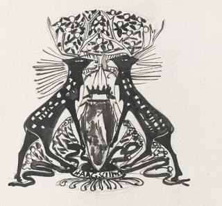 Conception décorative avec deux cerfs debout - Carel Adolph Lion Cachet