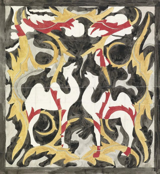 Conception pour un tableau de carreaux avec deux chameaux - Carel Adolph Lion Cachet
