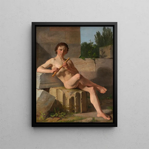 Un manichino che suona la flauto - Constantin Hansen — quadro incorniciato alla parete