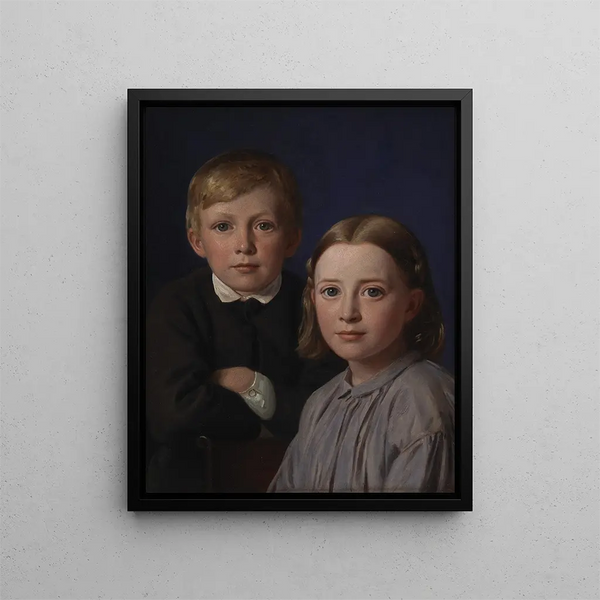 Jens Simmelkr Asmussen e Katrine Asmussen bambini - Constantin Hansen — quadro incorniciato alla parete