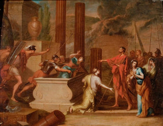 Continental School - Mythological Scene of a Tomb in a Landscape with Classical Ruins.webp