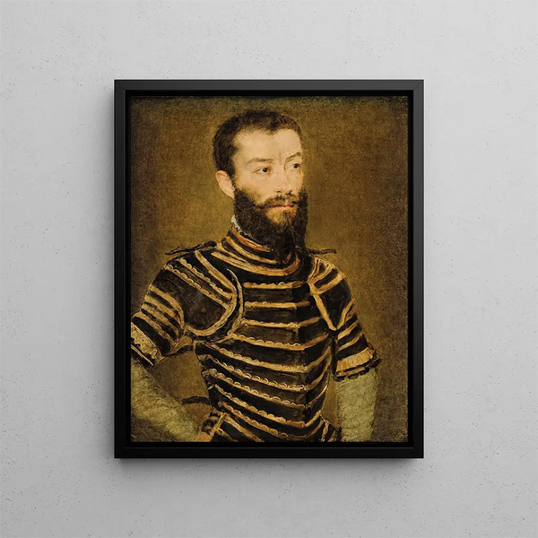 Ritratto di un uomo in armatura - Corneille de Lyon — quadro incorniciato alla parete
