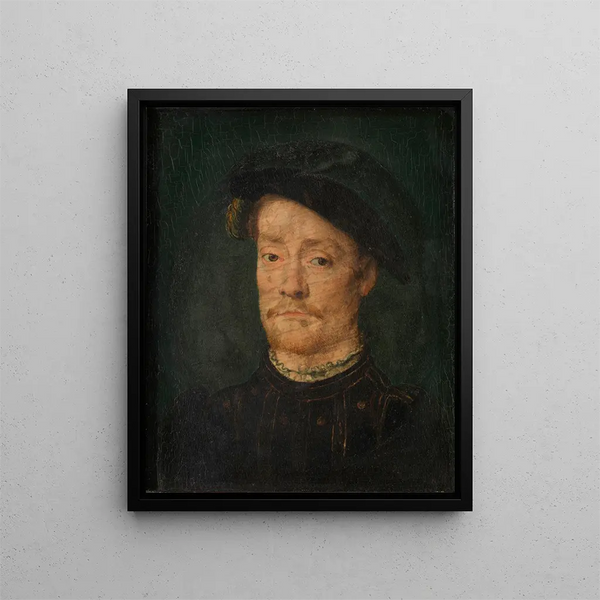 Ritratto di un uomo (conflitto di caso) - Corneille de Lyon — quadro incorniciato alla parete