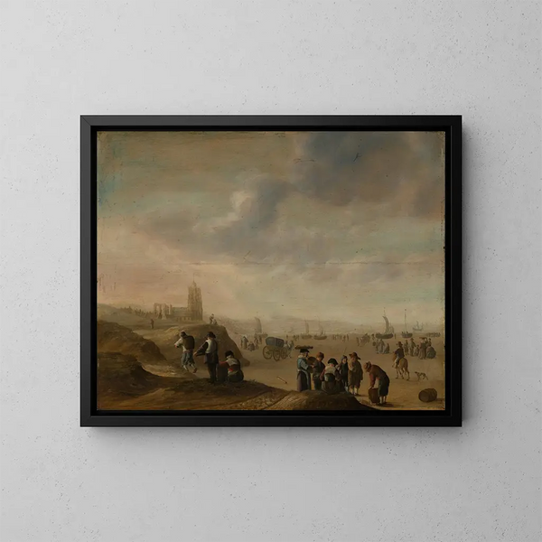 Scène di spiaggia con molte figure - Cornelis Beelt — quadro incorniciato alla parete