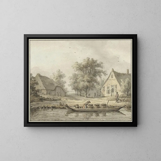Cornelis Buys - Landschap met afgemeerde schuit met vaten.webp