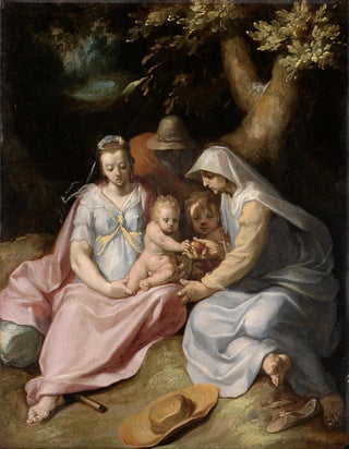 Cornelis Cornelisz Van Haarlem - Taufe Christi Die Heilige Familie mit der Heiligen Elisabeth und dem Johannesknaben im Walde.webp
