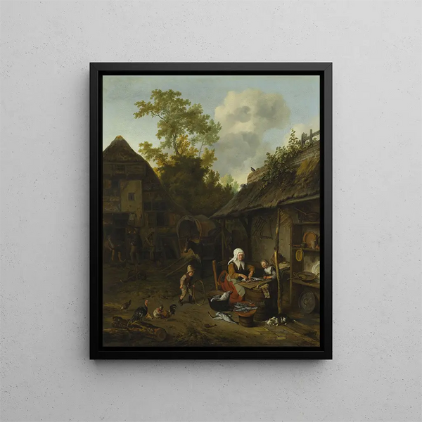 Grattage del pesce - Cornelis Dusart — quadro incorniciato alla parete