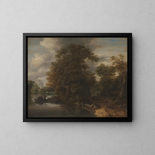 Paesaggio sul bordo di un fiume con un forno a calce sullo sfondo - Cornelis Gerritsz Decker — quadro incorniciato alla parete