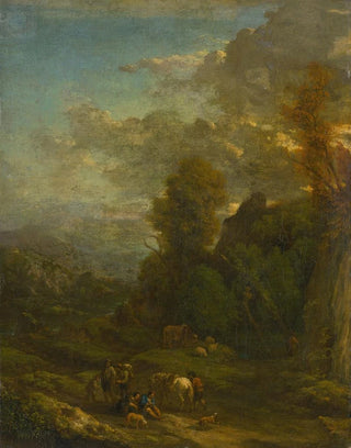 Cornelis Huysmans - Evening Landscape With Travellers.webp