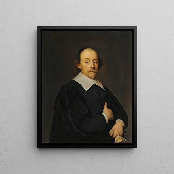 Ritratto di un uomo in nero - Cornelis Jonson van Ceulen — quadro incorniciato alla parete