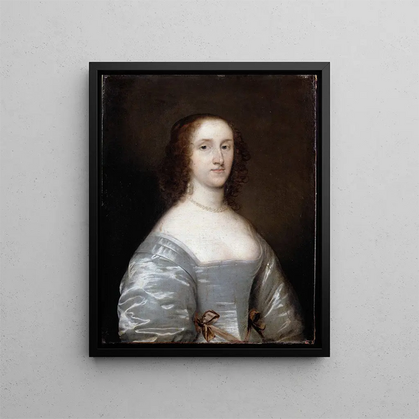Ritratto di una dama in bianco - Cornelis Jonson van Ceulen — quadro incorniciato alla parete