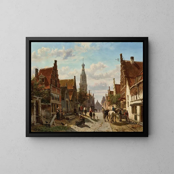 La rue Vijzel à Enkhuizen - Cornelis Springer — quadro incorniciato alla parete