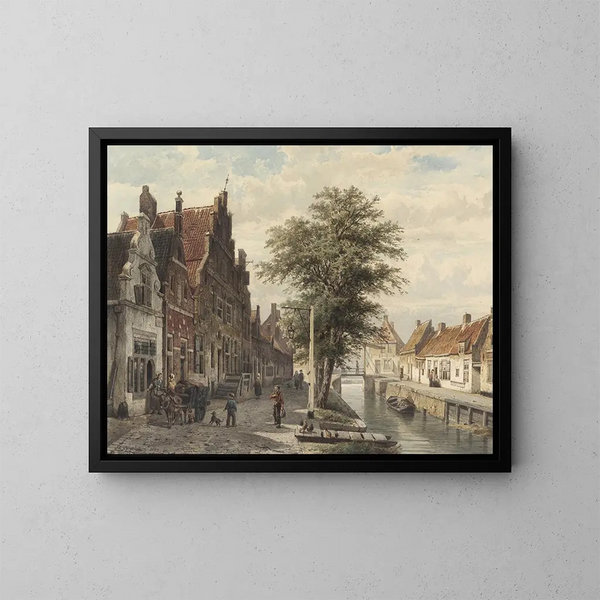 Vista sul canale a Hasselt - Cornelis Springer — quadro incorniciato alla parete