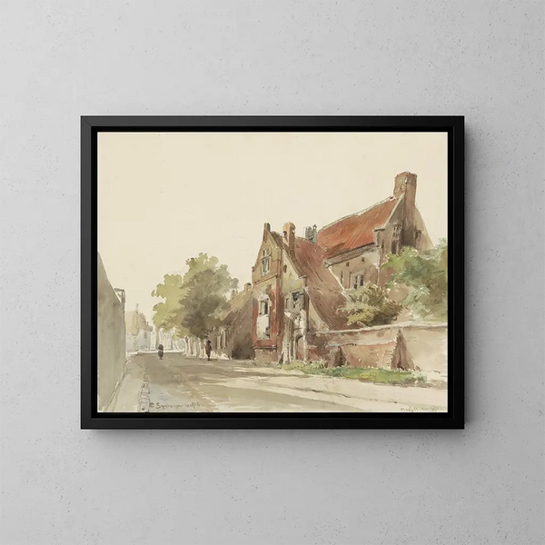 L'antico ospizio di Hasselt - Cornelis Springer — quadro incorniciato alla parete