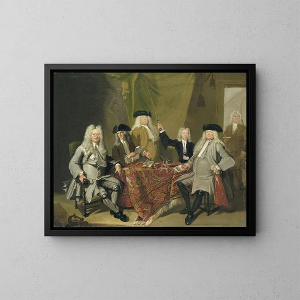 Ispettori del Collegium Medicum ad Amsterdam 1724 - Cornelis Troost — quadro incorniciato alla parete