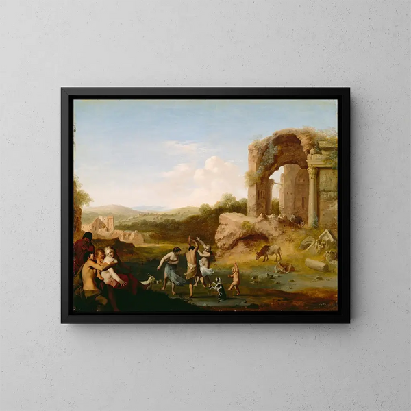 Figures dansantes près d'une ruine - Cornelis van Poelenburch — quadro incorniciato alla parete