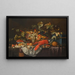 Natura morta di frutta assortita in un cesto, un roemer e mele su una scatola portagioie blu - Cornelis de Bryer — quadro incorniciato alla parete