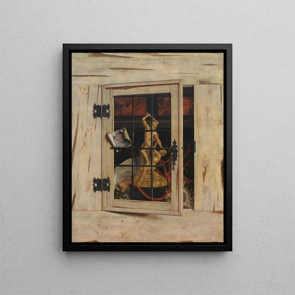 Trompe-l'œil Un cabinet de curiosités ouvert avec un groupe Hercule - Cornelius Norbertus Gijsbrechts — quadro incorniciato alla parete