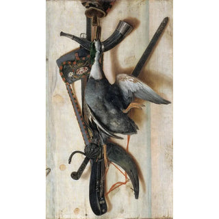 Cornelius Norbertus Gijsbrechts - Trompe Loeil With Dead Duck And Hunting Implements.webp