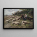 Coppia di pastori con gregge in un paesaggio di pascolo - Cornelius van Leemputten — quadro incorniciato alla parete