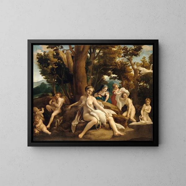 Léda e il cigno - Correggio — quadro incorniciato alla parete