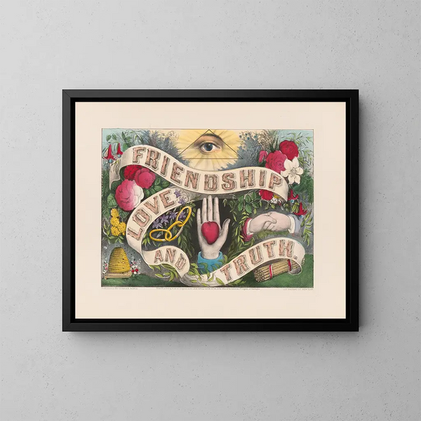 Amicizia, amore e verità - Currier & Ives — quadro incorniciato alla parete