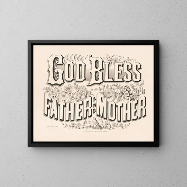 Dio benedica padre e madre - Currier & Ives — quadro incorniciato alla parete