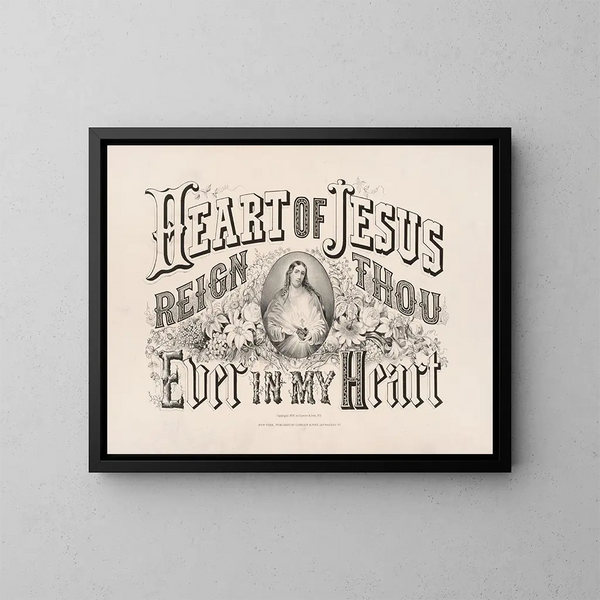 Cuore di Gesù, regna sempre nel mio cuore - Currier & Ives — quadro incorniciato alla parete