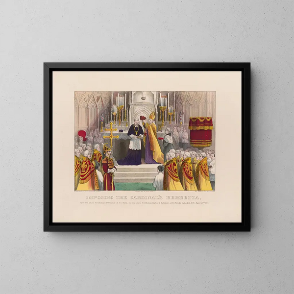 Imposizione della barretta dei cardinali a Sua Eccellenza l'arcivescovo McCloskey di New York - Currier & Ives — quadro incorniciato alla parete