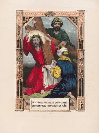 Currier Ives - Jesus imprints his face on a cloth.webp