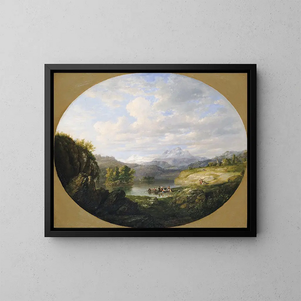 Un lago svizzero - Daniel Huntington — quadro incorniciato alla parete