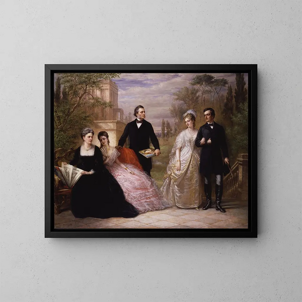 La famiglia Field dans un jardin - Daniel Huntington — quadro incorniciato alla parete