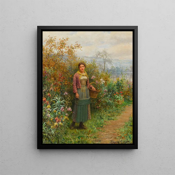 Una pausa di un istante - Daniel Ridgway Knight — quadro incorniciato alla parete