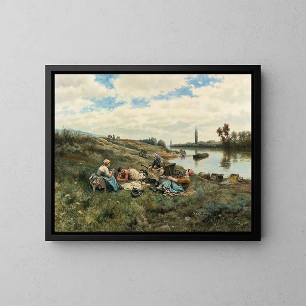 Dopo un pranzo sulle rive della Senna - Daniel Ridgway Knight — quadro incorniciato alla parete